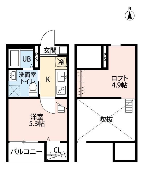 コンフォート上高畑 (1K/2階)の間取り写真