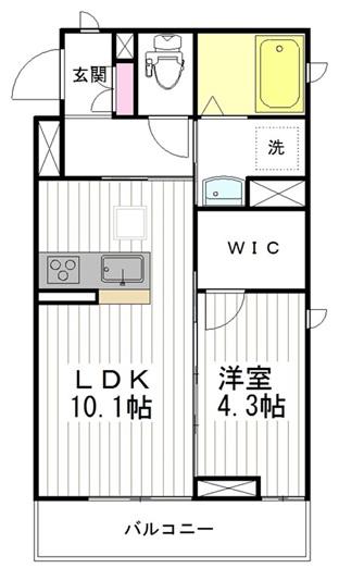 エスポワール宮千代(1LDK/1階)の間取り写真