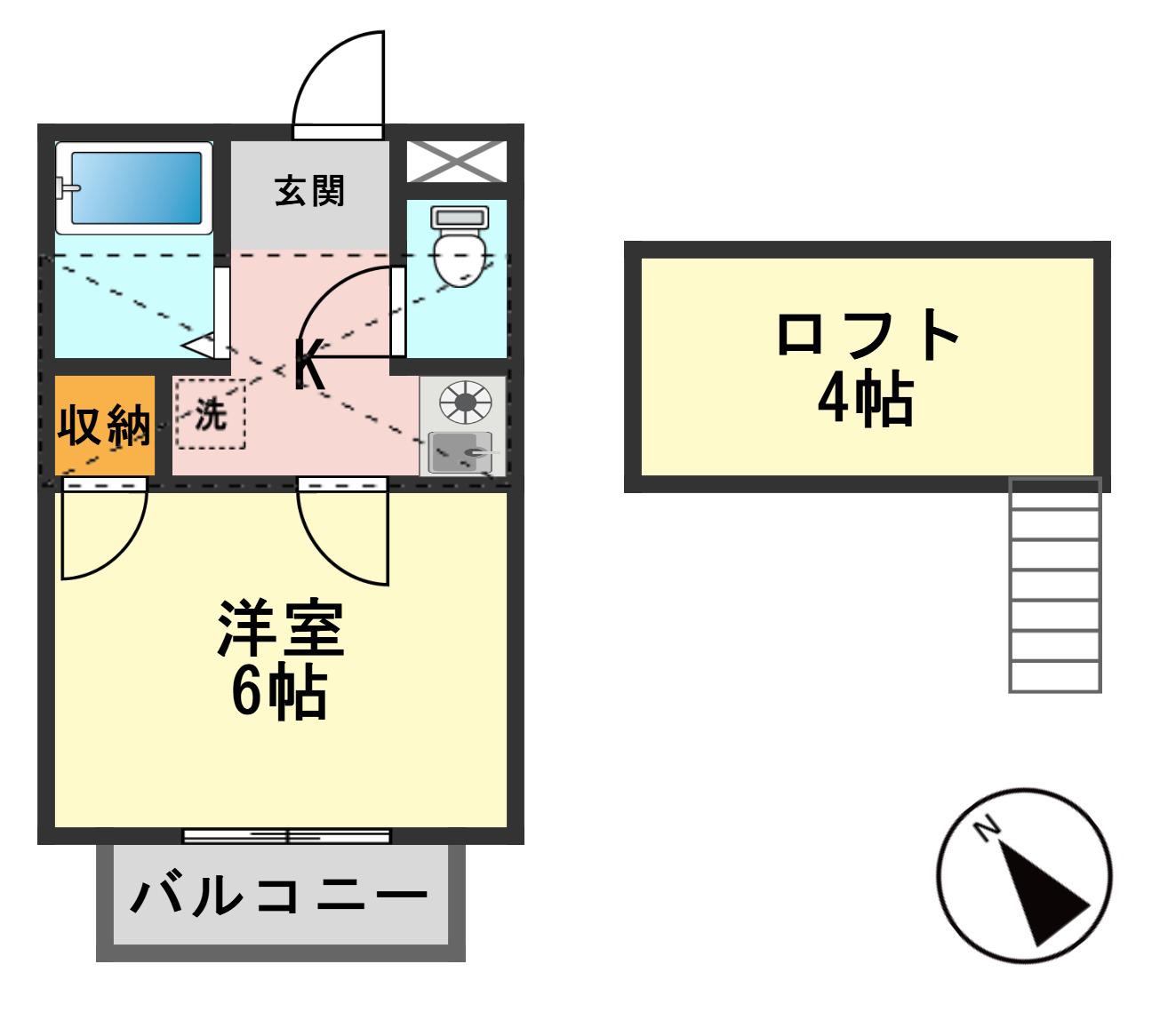 グリーンハイツウエノII(1K/2階)の間取り写真