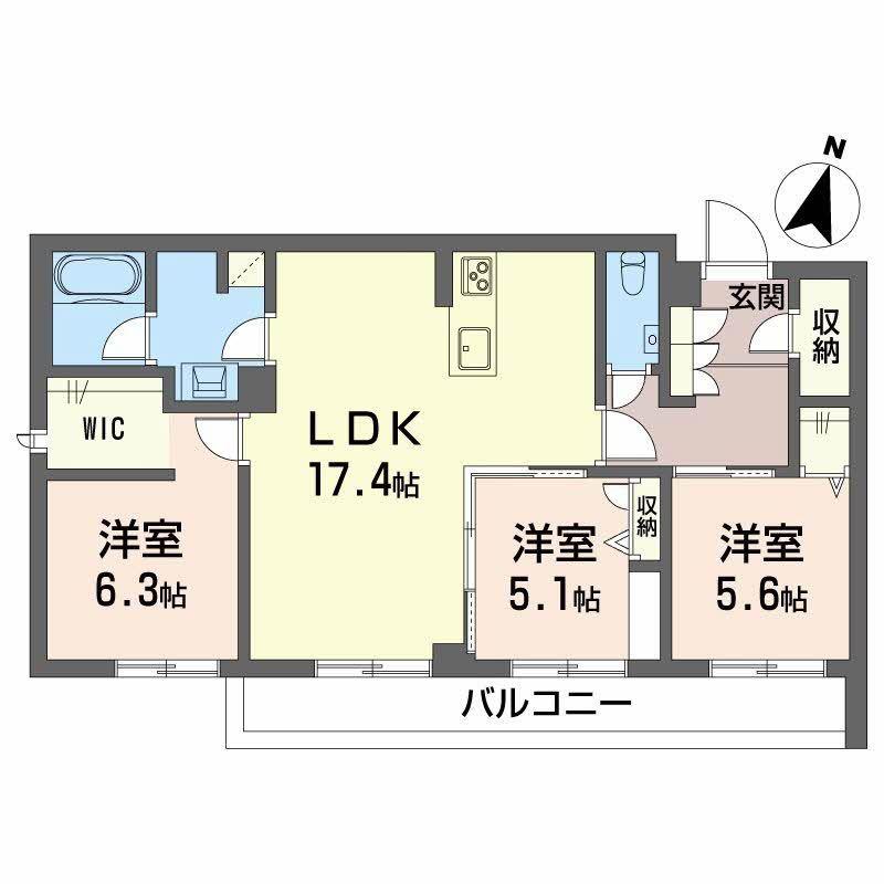 AZUR米山(3LDK/3階)の間取り写真