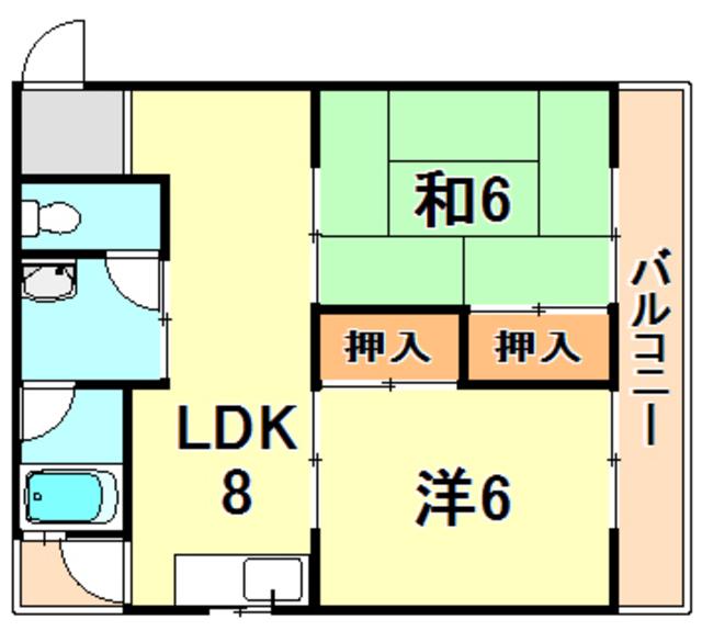 中西マンション(2LDK/3階)の間取り写真