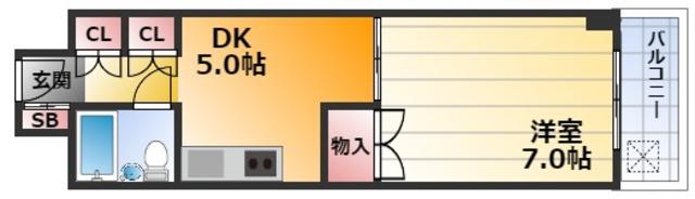 東三国グランドハイツ北(1DK/8階)の間取り写真