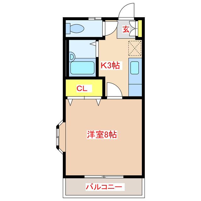 プライム20(1K/2階)の間取り写真