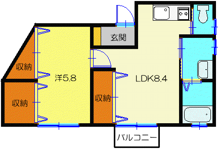 コーポ新星(1LDK/2階)の間取り写真