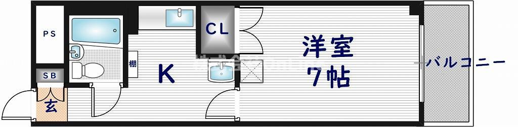 コーポ中西3号館(1K/4階)の間取り写真