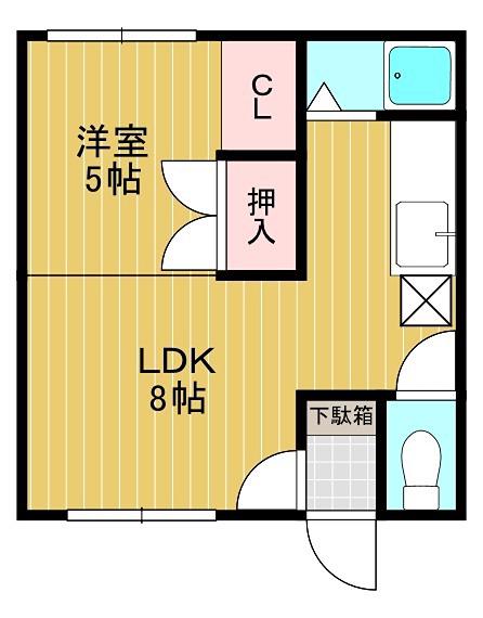 ホワイトヴィレッジB(1LDK/2階)の間取り写真