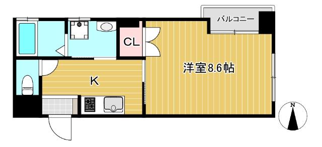 東本町パレス(1K/3階)の間取り写真
