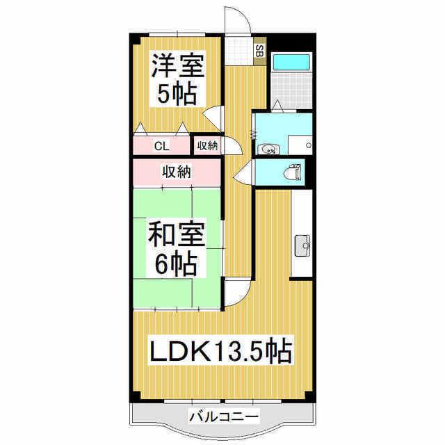 並柳ハイツ(2LDK/2階)の間取り写真