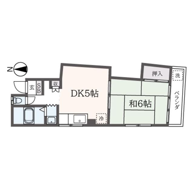 中野フラワーコーポ(1DK/1階)の間取り写真
