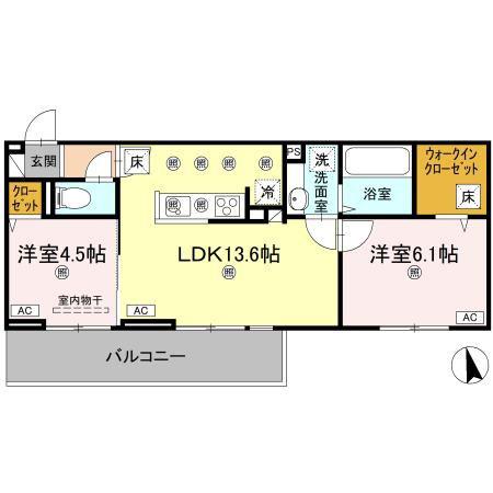 メテオラ(2LDK/1階)の間取り写真