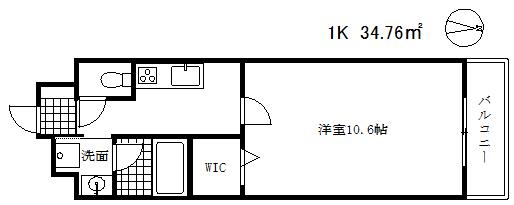 エルイソベ三宮(1K/4階)の間取り写真