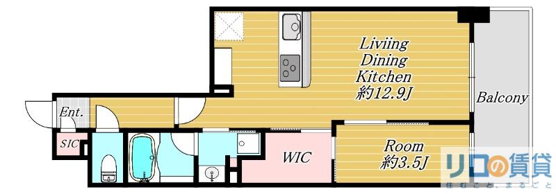 リビオメゾン新大阪(1LDK/14階)の間取り写真