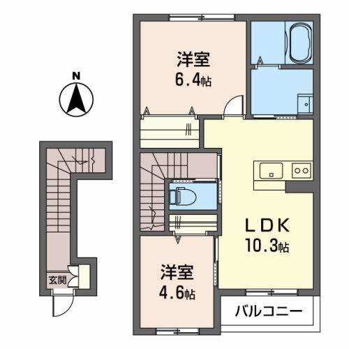 クラヴィエTE(2LDK/2階)の間取り写真