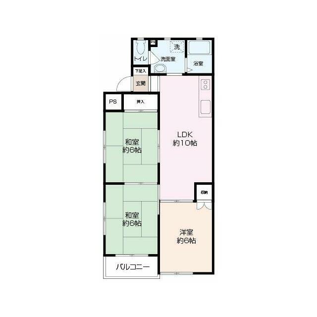 マンション築山第2(3LDK/2階)の間取り写真