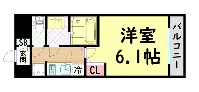 ララプレイス難波メティス(1K/9階)の間取り写真