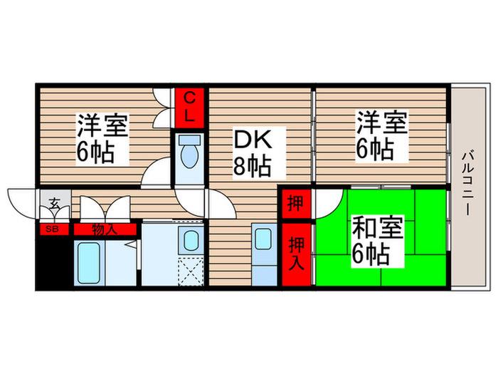 大新ヒルズ西馬橋(3DK/3階)の間取り写真