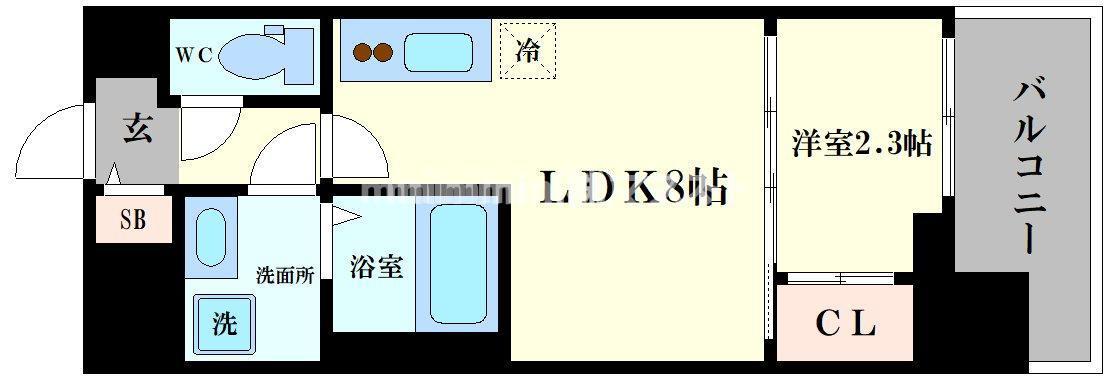 セレニテ日本橋ミラク(1LDK/3階)の間取り写真