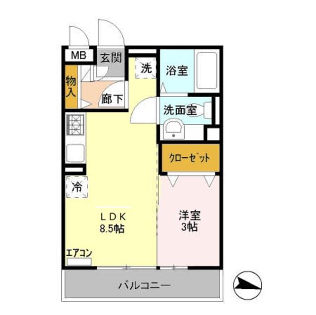 クレセントコートKAY(1LDK/1階)の間取り写真