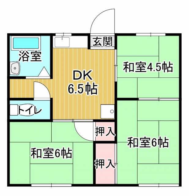 コーポハラダ(3DK/2階)の間取り写真