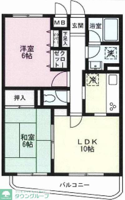 トーユーハイツ東川口(2LDK/2階)の間取り写真