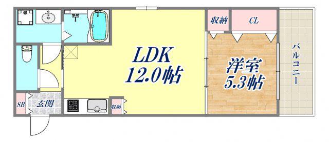 ナイスコートⅠ(1LDK/2階)の間取り写真