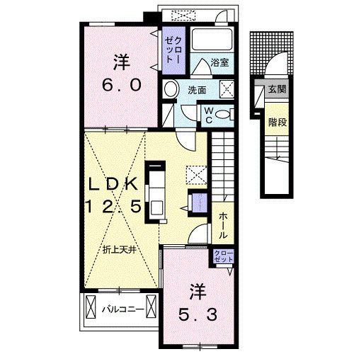 フォーリアII(2LDK/2階)の間取り写真