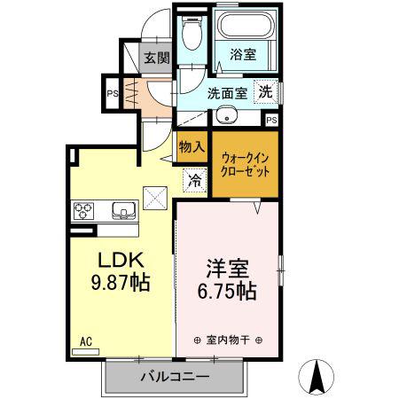 ルピナス(1LDK/1階)の間取り写真