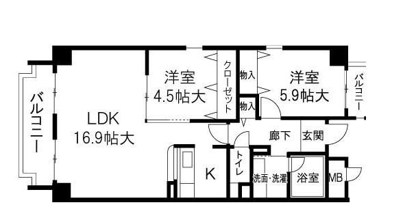 アルデールエスパシオ(2LDK/4階)の間取り写真