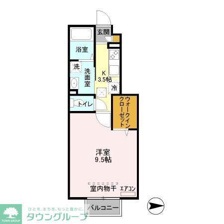 ルチアソーレ(1K/1階)の間取り写真