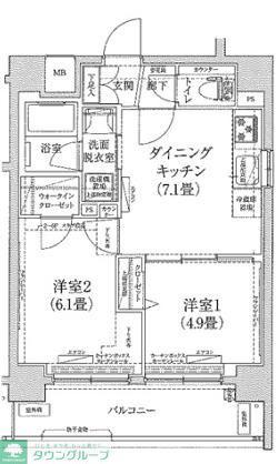 ルフレ グランデ押上(2DK/2階)の間取り写真