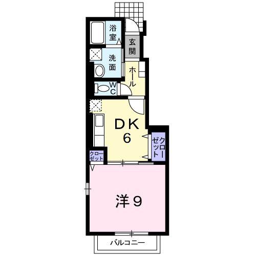 プロムナードアンビル(1DK/1階)の間取り写真