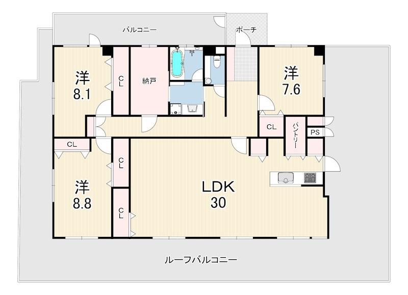 グランディール夙川(3SLDK/6階)の間取り写真