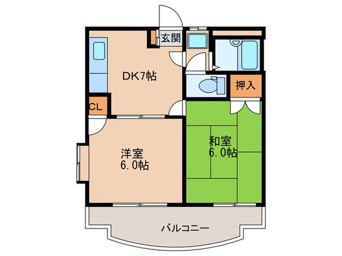 MDマンション(2DK/3階)の間取り写真