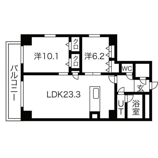 JMFレジデンス名駅南(2LDK/9階)の間取り写真