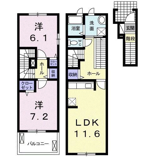 メゾン-15(2LDK/2階)の間取り写真