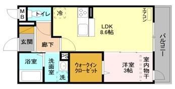 プレシャスガーネット(1LDK/1階)の間取り写真