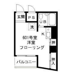 カーサ・ダルテ(ワンルーム/6階)の間取り写真