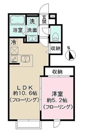 カイゼル(1LDK/1階)の間取り写真
