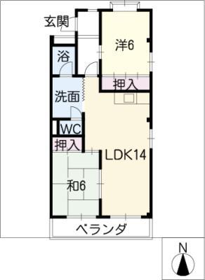 ヒカリハイツ(2LDK/3階)の間取り写真