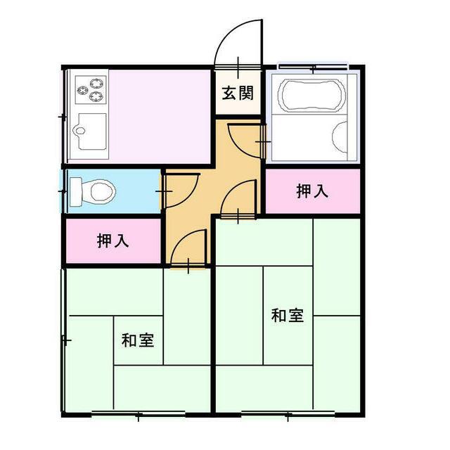 杉山アパート(2K/2階)の間取り写真