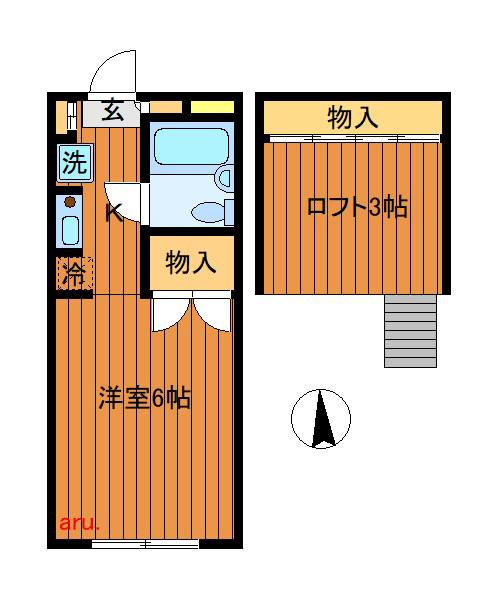 リーベ21パートII(1K/2階)の間取り写真
