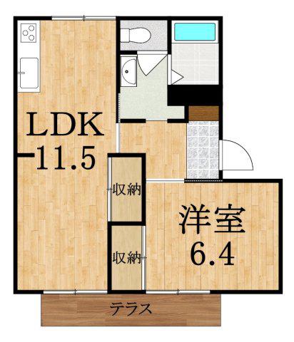 ヴィレッジ万葉C(2DK/1階)の間取り写真