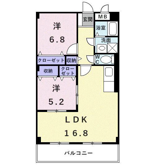 ヴェルドミール(2LDK/2階)の間取り写真