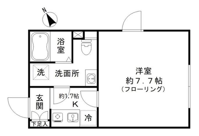 FABRIC大崎(1K/4階)の間取り写真