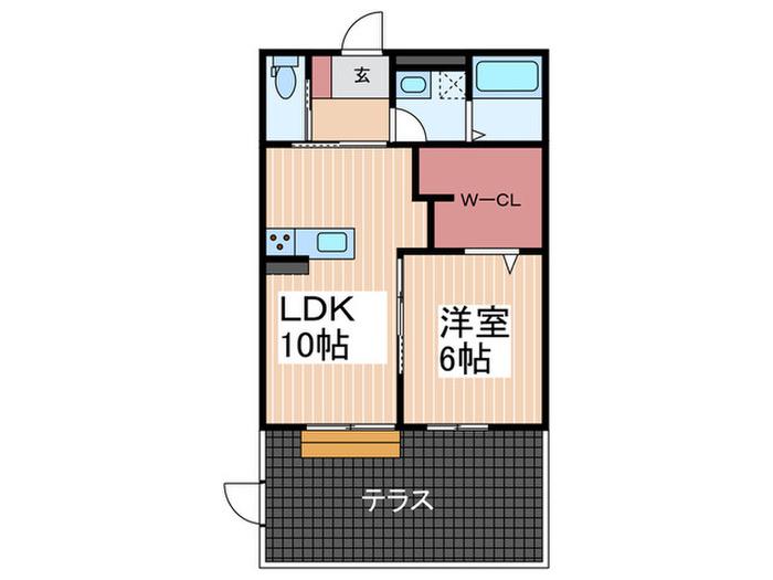 阿賀中央3丁目アパート(1LDK/1階)の間取り写真
