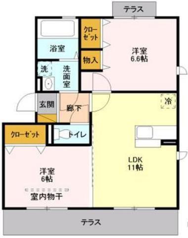 GRACEⅡ(2LDK/1階)の間取り写真