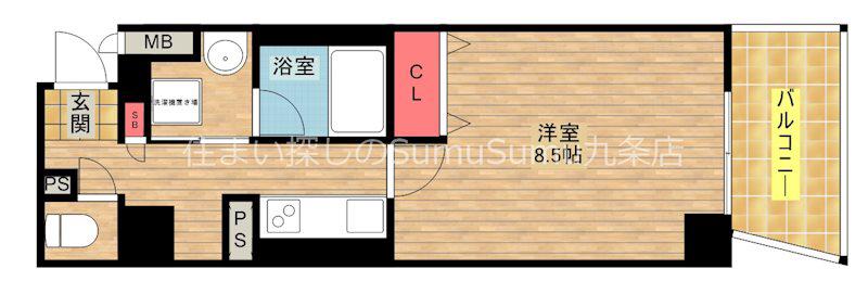 ルクシア阿波座(1K/7階)の間取り写真