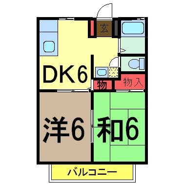 レミオパレス(2DK/2階)の間取り写真