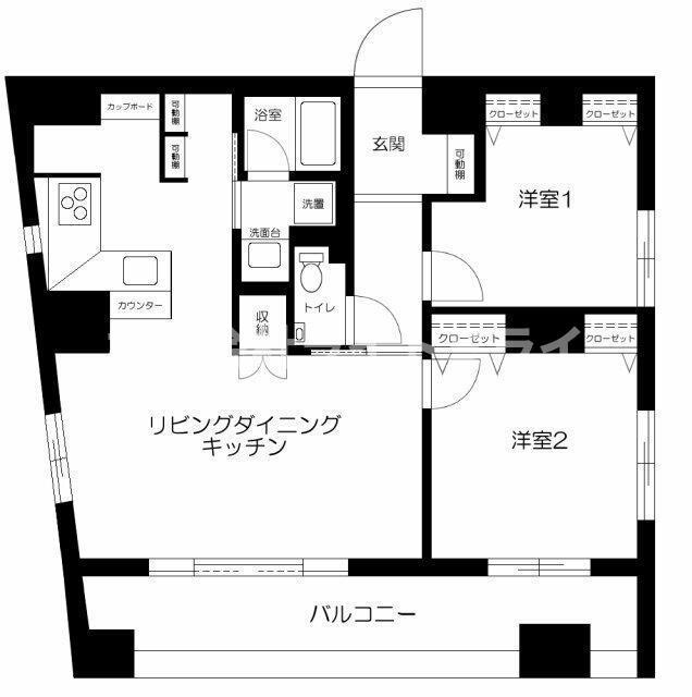 フォレストヒルズ小日向(2LDK/10階)の間取り写真