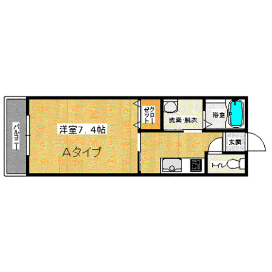 ミストラル(1K/1階)の間取り写真